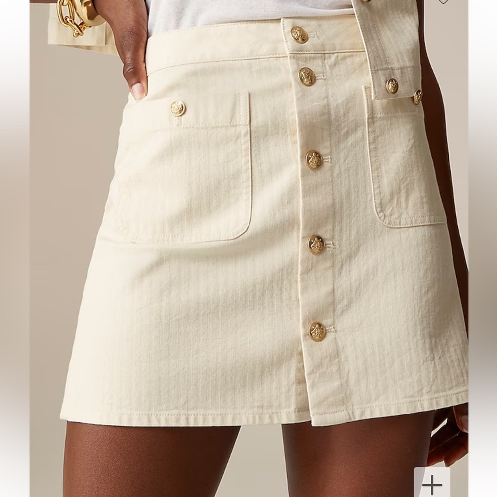 J crew natural Textured denim mini skirt in ecru size 27